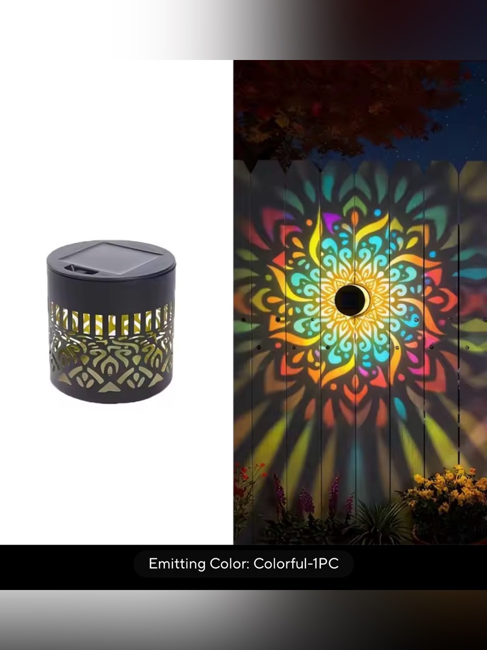 Solar Mandala Wall Lamp Outdoor LED Waterproof Fence Porch Courtyard Lamp